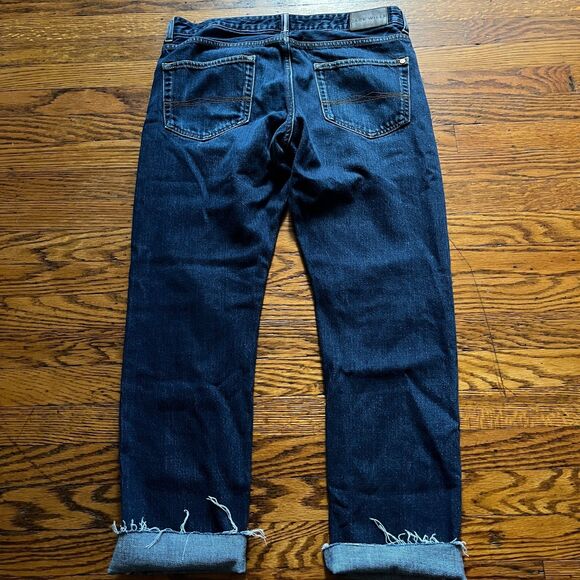 Jack Wills Selvedge Jeans Men 32x27 Dark Wash Blue Button Fly Hipster Cropped - Picture 10 of 11